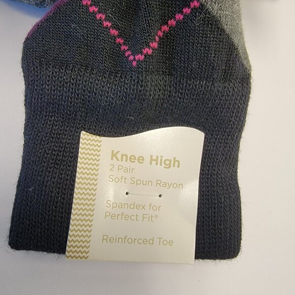 NWT Gold Toe Men's Argyle Knee Sock Reinforced Toe Soft Spun Rayon 2 PAIRS - Picture 5 of 7